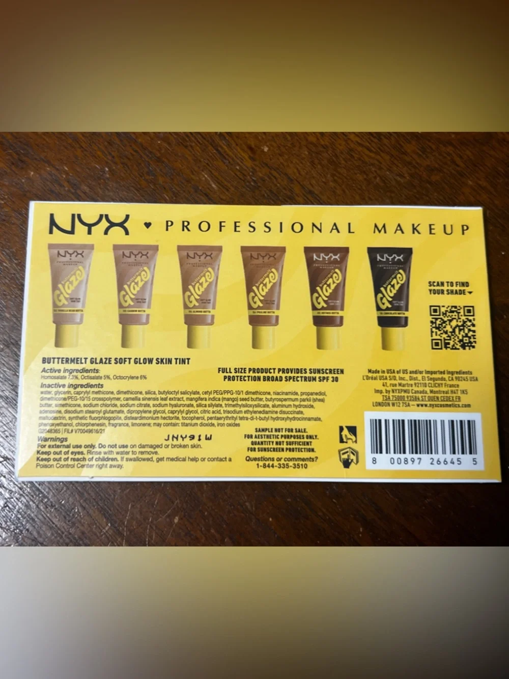 🤩 $5 SALE! 🤩 NWT NYX Buttermelt Glaze Skin Tint SPF 30 6 Shade Sampler - Picture 2 of 2